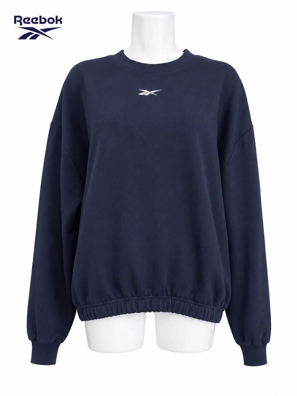 NEW Reebok Womens BV Fleece Sweatshirt Navy Blue Colorblock Crewneck 1X‎ 16W
